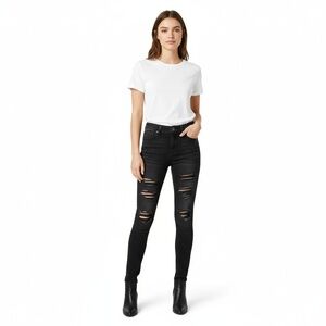 American Eagle Jeans Women's Black Skinny Distressed‎ Ripped Grunge Chic